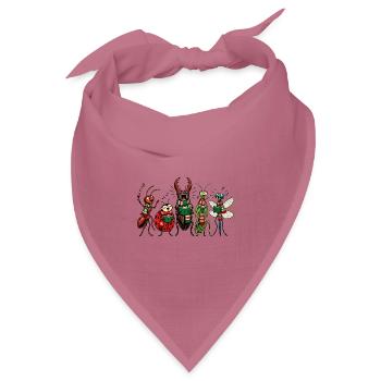 Christmas Bugs – Lustige, festliche Comic-Insektentruppe - Bandana Dreieckstuch - Mauve - Vorne