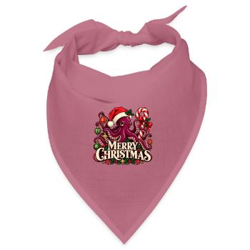 Merry Christmas Krake Oktopus Weihnachtsshirt - Bandana Dreieckstuch - Mauve - Vorne