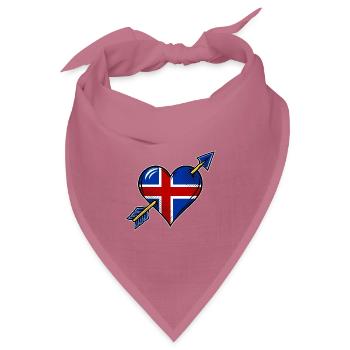 Island Flagge Herz mit Pfeil - Bandana Dreieckstuch - Mauve - Vorne