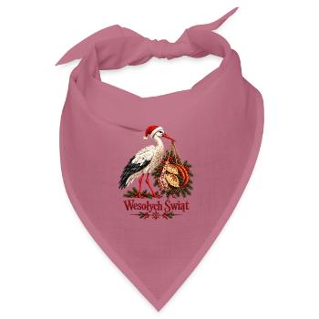 Wesołych Świąt Polnischer Weihnachtsstorch und Pierogi - Bandana Dreieckstuch - Mauve - Vorne