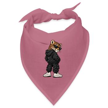 Leopard im Streetstyle – Urbaner Wildkatzenlook - Bandana Dreieckstuch - Mauve - Vorne