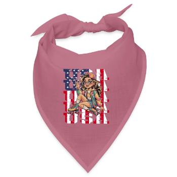  Stylisches USA-Retro-Girl auf Rollschuhen mit - Bandana Dreieckstuch - Mauve - Vorne
