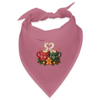 Weihnachts-Heißschokoladen-Tassen und Lebkuchen - Bandana Dreieckstuch - Mauve - Vorne