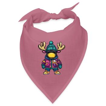 Elch mit Winterjacke und Sonnenbrille - Bandana Dreieckstuch - Mauve - Vorne
