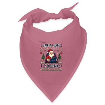 Santa Loves Coding – Pixel Ugly Sweater Look - Bandana Dreieckstuch - Mauve - Vorne