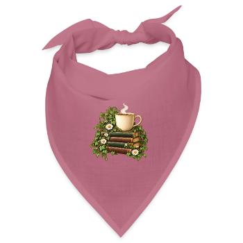 Bücherduft und Kaffeetasse - Bandana Dreieckstuch - Mauve - Vorne