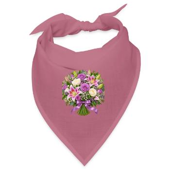 Pastellrosenlilienstrauß mit Lavendel - Bandana Dreieckstuch - Mauve - Vorne