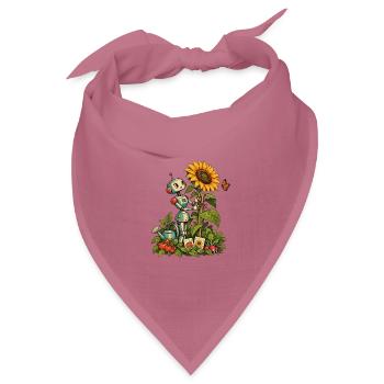 Gartenroboter mit Sonnenblume und Gemüse - Bandana Dreieckstuch - Mauve - Vorne