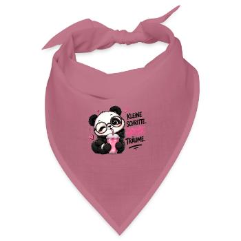 Panda mit Brille Kleine Schritte Große Träume - Bandana Dreieckstuch - Mauve - Vorne