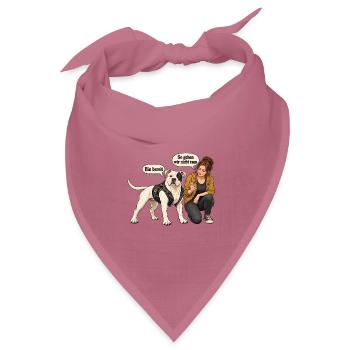 Biker-Bulldog_mit_skeptischer_Halterin - Bandana Dreieckstuch - Mauve - Vorne