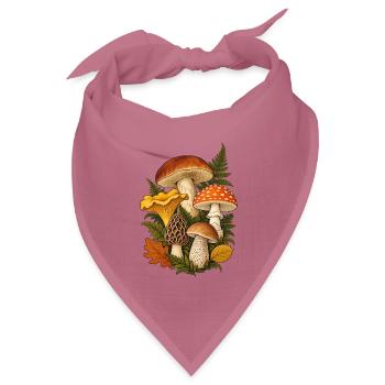 Waldpilze Shirt mit botanischer Pilzillustration  - Bandana Dreieckstuch - Mauve - Vorne