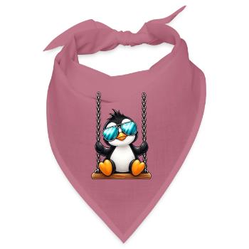 Süßer Pinguin mit Sonnenbrille auf Schaukel - Bandana Dreieckstuch - Mauve - Vorne
