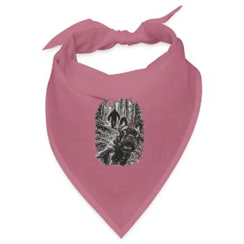 Französische Bulldogge Und Bigfoot Im Wald - Bandana Dreieckstuch - Mauve - Vorne