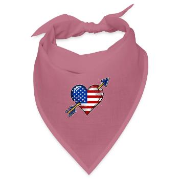 USA Flagge Herz mit Pfeil used look - Bandana Dreieckstuch - Mauve - Vorne