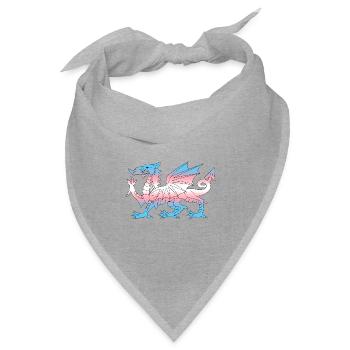 Wales Trans Flagge, Baner Trans Cymru, Transgender - Bandana Dreieckstuch - Grau meliert - Vorne