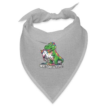 Wie? Das Letzte? T-rex mit Einhorndesing - Bandana Dreieckstuch - Grau meliert - Vorne