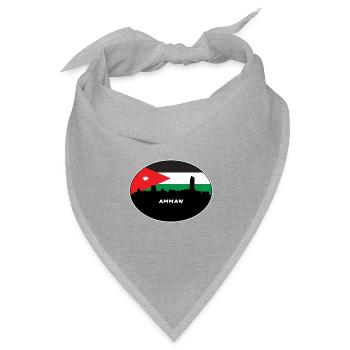 Amman, Jordanien, Flagge, Skyline, Silhouette, Reisen - Bandana Dreieckstuch - Grau meliert - Vorne