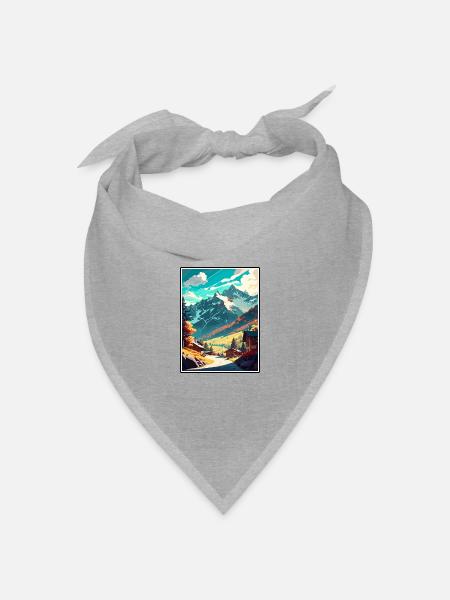 Mayrhofen Österreich Vintage Reiseposter Souvenir - Bandana Dreieckstuch - Grau meliert