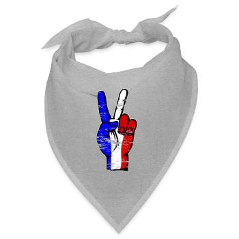 Frankreich Flagge Frieden Victory Symbol used - Bandana Dreieckstuch - Grau meliert - Vorne