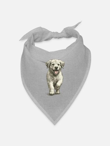 "Kleine Fellnase" - Welpe Golden Retriever - Bandana Dreieckstuch - Grau meliert