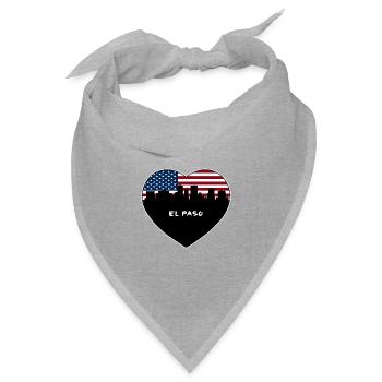 El Paso Texas USA Flagge Skyline Reise Souvenir - Bandana Dreieckstuch - Grau meliert - Vorne