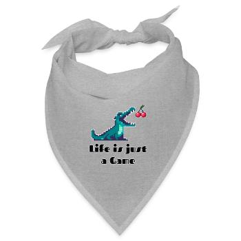 Life is Just a Game Retro Pixel Art Design - Bandana Dreieckstuch - Grau meliert - Vorne