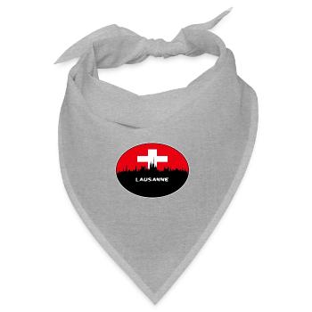 Lausanne Schweiz Flagge Skyline Silhouette Trave - Bandana Dreieckstuch - Grau meliert - Vorne