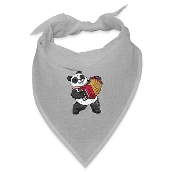 Beschwingter Panda Akkordeonspieler - Bandana Dreieckstuch - Grau meliert - Vorne