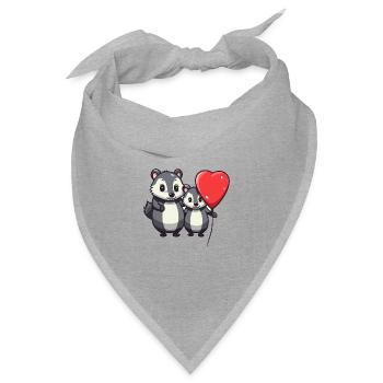 Dachse Kawaii Cartoon Haustier spielt mit Luftballons - Bandana Dreieckstuch - Grau meliert - Vorne