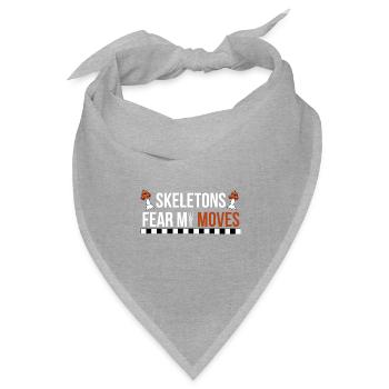 Skelett Angst vor meinen Zügen Halloween-Schach - Bandana Dreieckstuch - Grau meliert - Vorne