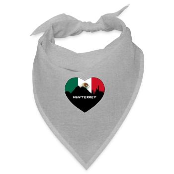 Monterrey Mexiko Flagge Skyline Reise Souvenir - Bandana Dreieckstuch - Grau meliert - Vorne