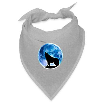 Wolf Vollmond - Bandana Dreieckstuch - Grau meliert - Vorne
