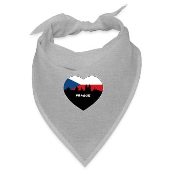 Flaggen-Skyline-Reise-Andenken Prags Tschechien - Bandana Dreieckstuch - Grau meliert - Vorne