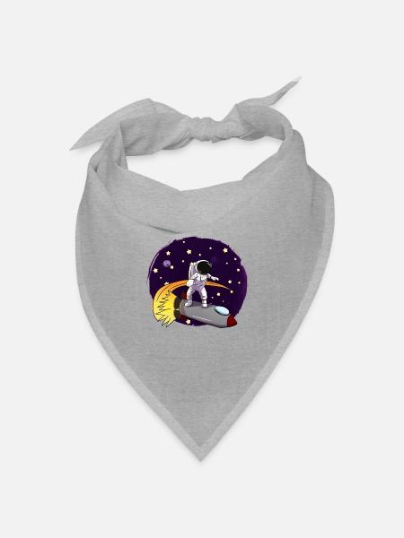 Astronaut Auf Rakete - Bandana Dreieckstuch - Grau meliert