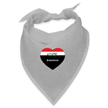 Bagdad Irak Flagge Skyline Reise Souvenir - Bandana Dreieckstuch - Grau meliert - Vorne