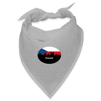 Prag Tschechien Flagge Skyline Silhouette Reisen - Bandana Dreieckstuch - Grau meliert - Vorne