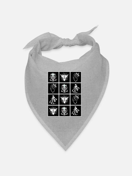 karierte Camargue-Frau - Bandana Dreieckstuch - Grau meliert