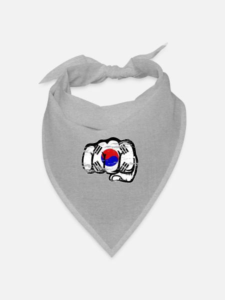 Südkorea Flagge Hand Faust used - Bandana Dreieckstuch - Grau meliert