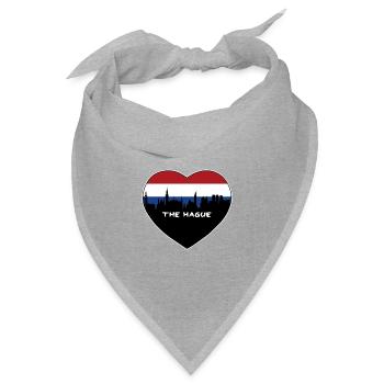Den Haag Niederlande Flagge Skyline Reise Souvenir - Bandana Dreieckstuch - Grau meliert - Vorne