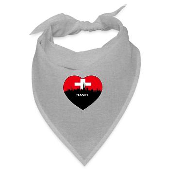 Flaggen-Skyline-Reise-Andenken Basel-Schweiz - Bandana Dreieckstuch - Grau meliert - Vorne