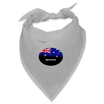 Brisbane Australien Flagge Skyline Silhouette Reisen - Bandana Dreieckstuch - Grau meliert - Vorne