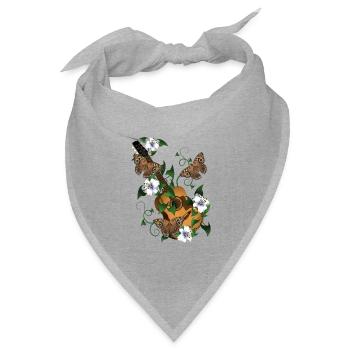 Gitarre mit Blumen und Schmetterlinge - Bandana Dreieckstuch - Grau meliert - Vorne