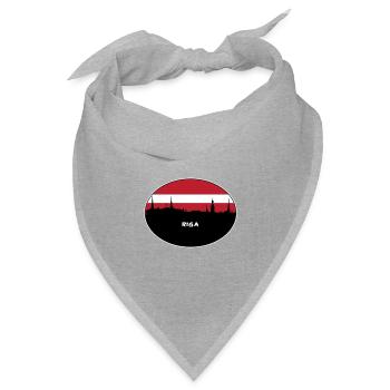 Riga Lettland Flagge Skyline Silhouette Reisen - Bandana Dreieckstuch - Grau meliert - Vorne