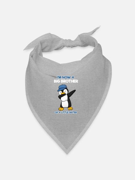 Big Brother Little Sister Pinguin Großer Bruder - Bandana Dreieckstuch - Grau meliert