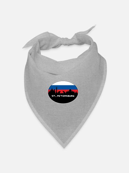 St. Petersburg Russland Flagge Skyline Silhouette Trave - Bandana Dreieckstuch - Grau meliert
