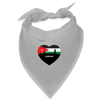 Amman Jordanien Flagge Skyline Reise Souvenir - Bandana Dreieckstuch - Grau meliert - Vorne