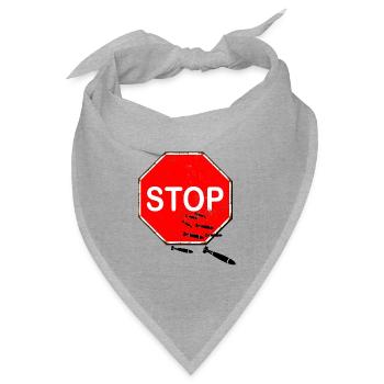 stop bombs - stoppt die Bombenangriffe - Peace - Bandana Dreieckstuch - Grau meliert - Vorne