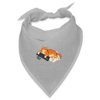 Mein Schreibtisch – Katze auf der Tastatur - Bandana Dreieckstuch - Grau meliert - Vorne