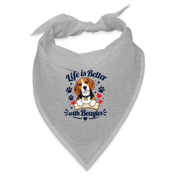 Mit Beagles ist das Leben besser – für leichte Kleidung - Bandana Dreieckstuch - Grau meliert - Vorne
