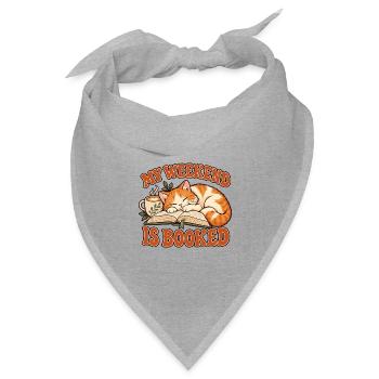 My Weekend Is Booked – Katze und Bücher - Bandana Dreieckstuch - Grau meliert - Vorne